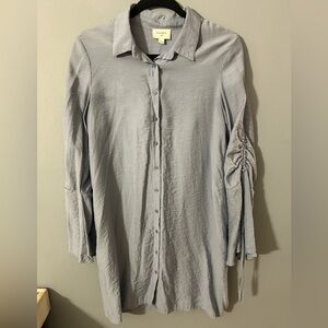 Everly Anthropologie Medium Baby Blue Button Down Dress